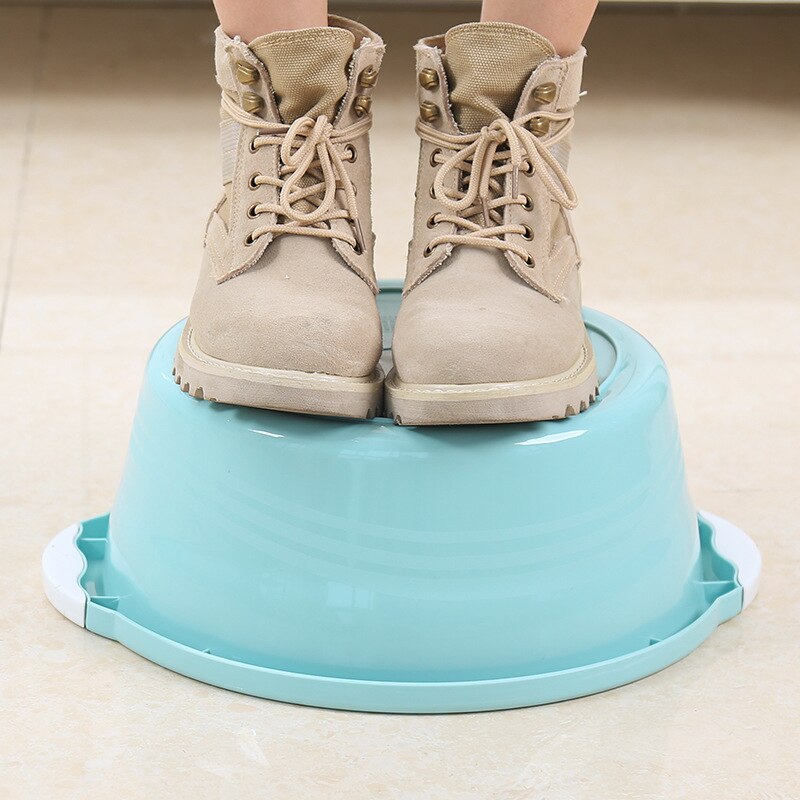 Household Wash Basin Plastic Large Thick round Wash Washtub with Washboard Feet-Washing Basin Stand Small Bason
