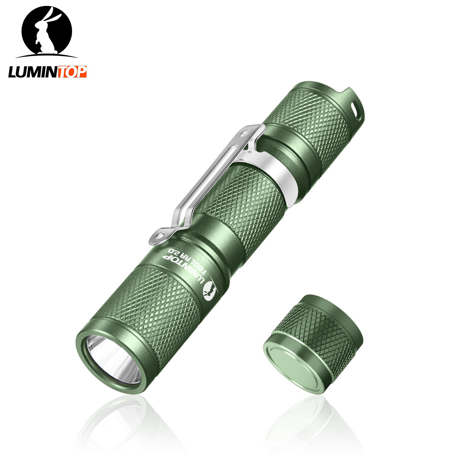 Färgglad ficklampa 14500 ficklampor lumintop verktyg  aa 3.0 900 lumen 127 meter edc mini ficklampa med magnetisk svans: Grön