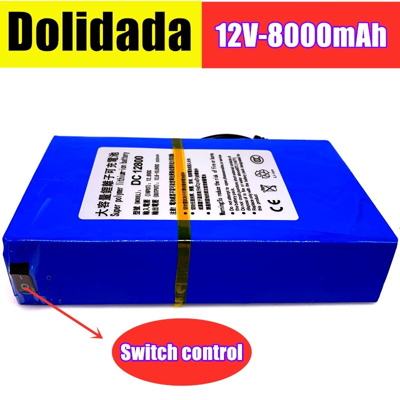 18650 Batterij DC12800 Dc 12V 8000Mah Li-Ion Super Krachtige Oplaadbare Batterij Voor Camera Met Plug 2 Bestellingen