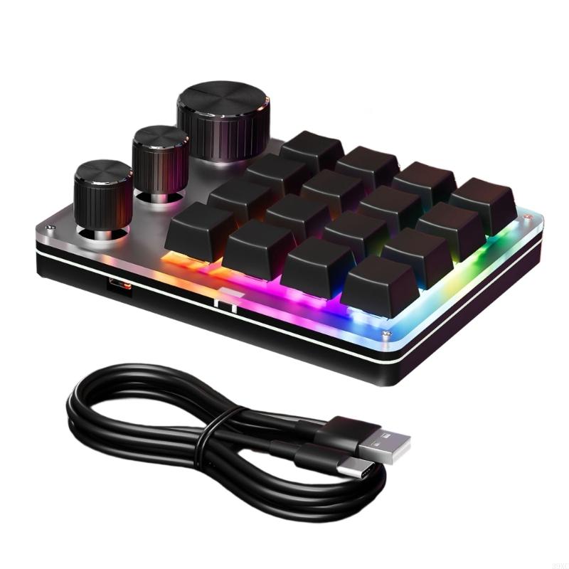 39XC Ein Handmakro-programmierbare Tastatur Mini 16-Key 3 Knöpfe Mechanische Tastatur