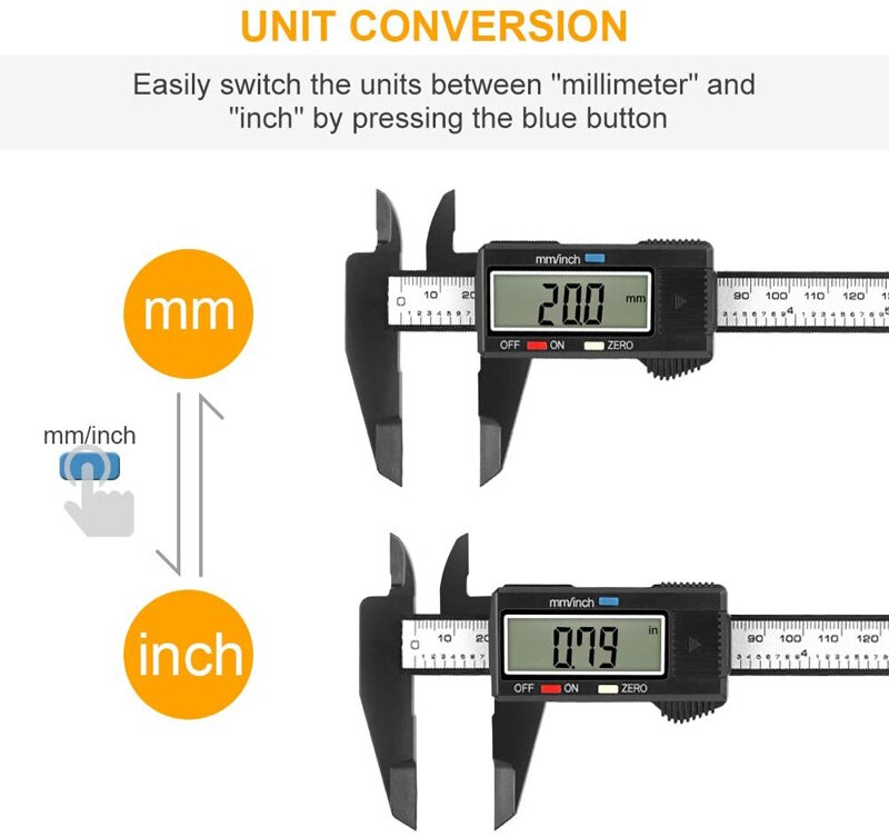 150mm 0-6 Inches Electronic Digital Caliper with Large LCD Screen Micrometer Measuring Tool Inch/Fraction/mm Conversion