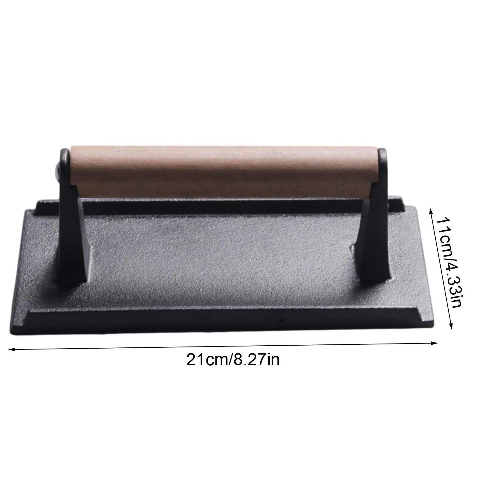 Kitchen Heavy Cast Flat Iron Steak Weight/Bacon Press with Wooden Handle, Heavy-Weight Grill Press Commercial Grade Burger