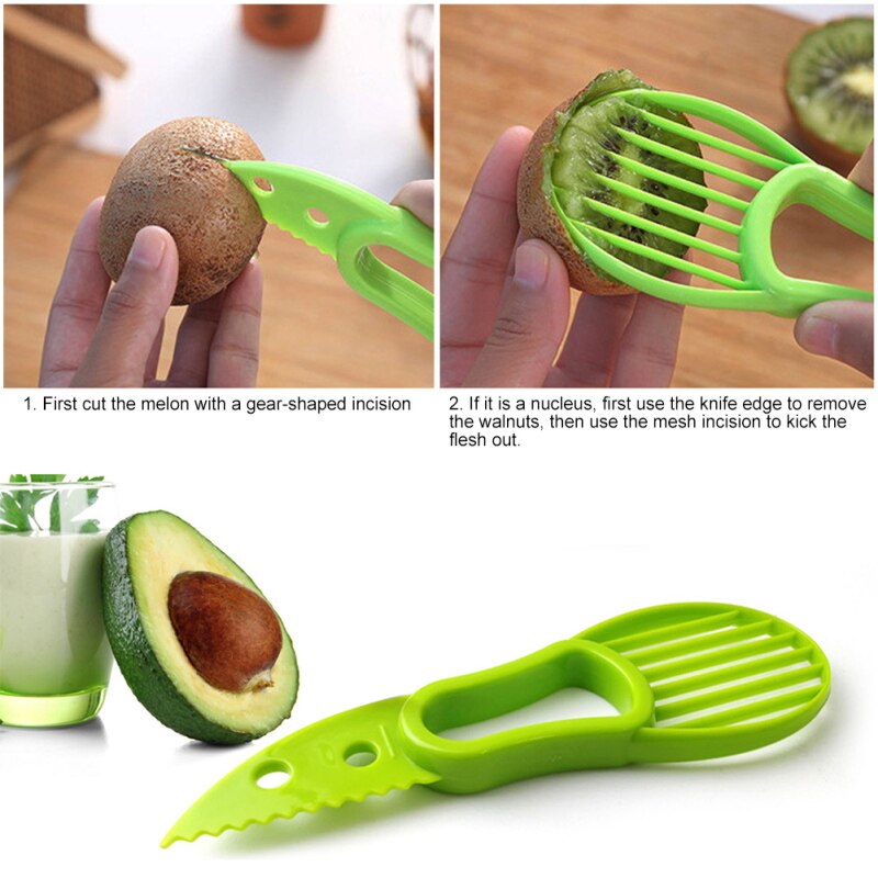 Multi-funktion 3-in-1 Avocado Schneidemaschine Shea Corer Butter Schäler Obst Cutter Zellstoff Separator Kunststoff Messer küche Gemüse Werkzeuge