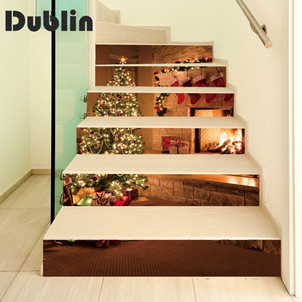 Merry Christmas Wall Stickers stairs Glass Stickers Christmas Decorations For Home Christmas Ornaments Xmas Year