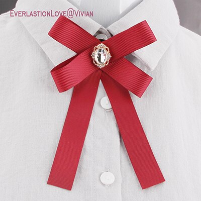 SUQI Mode Boog Broches Pins sieraden Voor Vrouwen Lint Das Broche vrouwen kinderen broche tie voor Party bruiloft: darn red