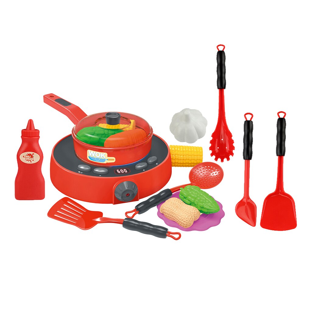 24PCs Pots And Induction Cooker Food for Kids Play Kitchen Accessories