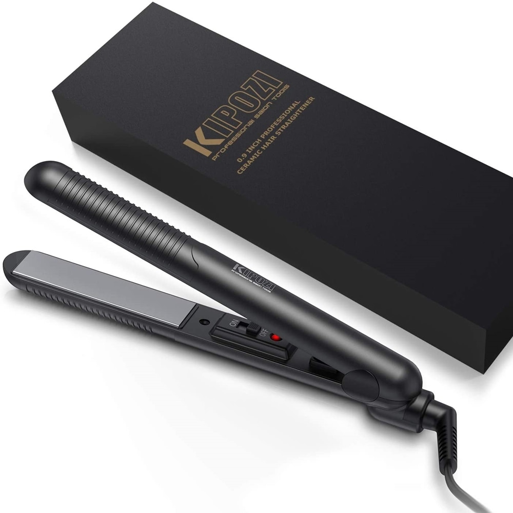 KIPOZI Mini Flat Iron Travel Ceramic 2 In 1 Hair Curler Dual Voltage Quick Heating Hair Straightener Light Weight