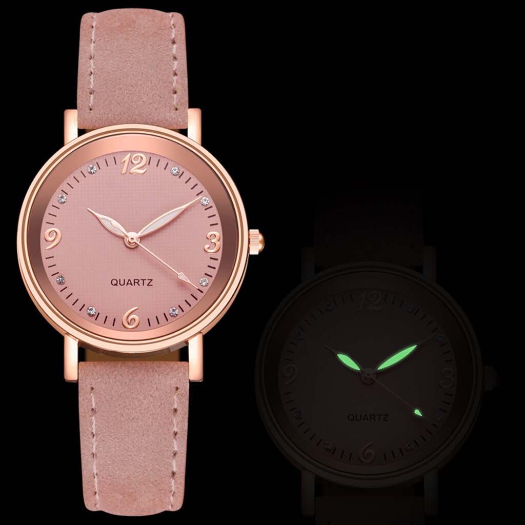 mujeres imitación de reloj relojes de lujo reloj de cuarzo Acero inoxidable Dial de pulsera correa de cuero reloj