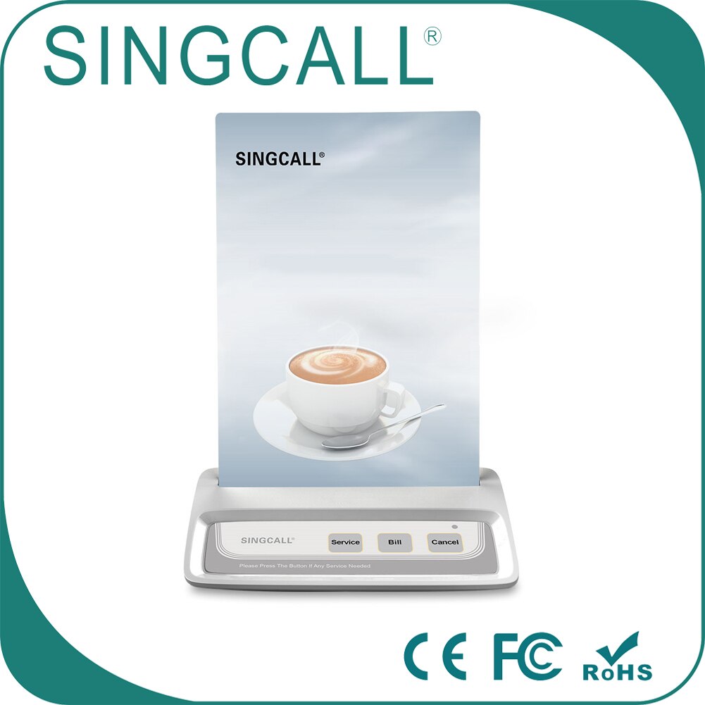 SINGCALL Wireless Paging System, Coffee Shop, Restaurant Service, Three Buttons to Call, APE130 White Pager
