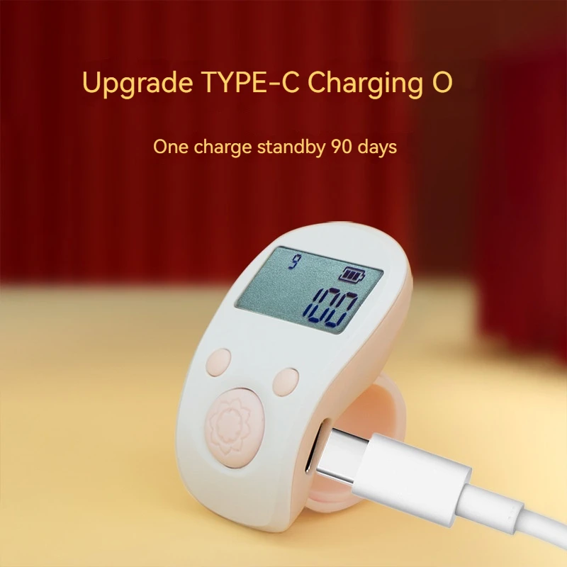 Gebetszähler Elektronischer Fingerzähler Ring Handzählzähler Mini Digital LCD wiederaufladbarer Zähler