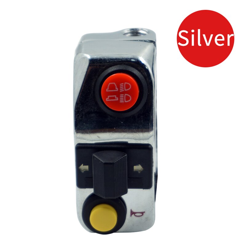 Chrom Silber und Schwarz Universal- Motorrad 7/8 &quot;22mm Lenker Montieren Scheinwerfer Blinker Horn Schalter Tasten: Silber-