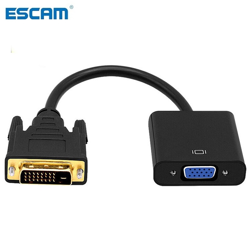 ESCAM Full HD 1080P DVI-D naar VGA Adapter 24 + 1 25Pin Male naar 15Pin Vrouwelijke Kabel Converter voor PC Computer HDTV Monitor