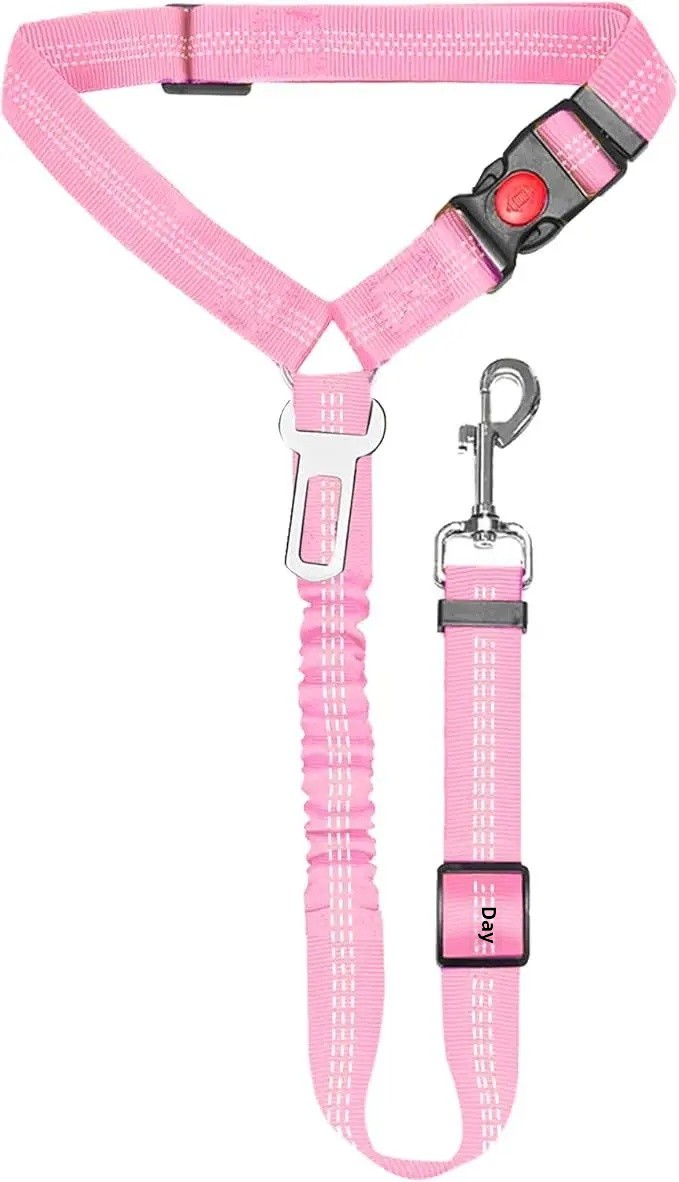 Metal Buckle Dog Leash Retractable Safety Belt Pet Collar Car Mounted Dog Rope Gold Buckle Dog Dog Leash Home Supplies: Pink