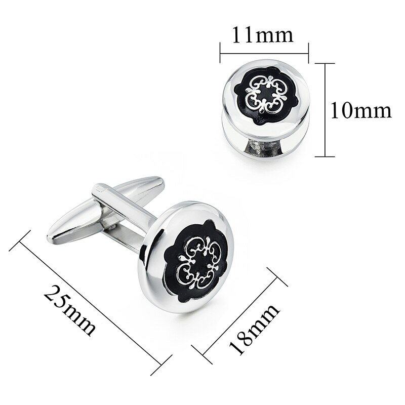 Hawson botões de punho preto tuxedo studs conjunto para homem-2 pces abotoaduras com 6 peças parafusos na caixa de presente
