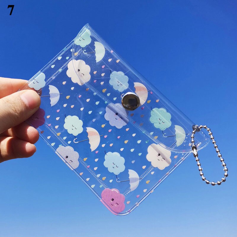 Monedero transparente Kawaii de Corea, bolsa de maquillaje, organizador de tarjetas de almacenamiento, tarjetero de identificación, billetera: 11.5x8.2cm I