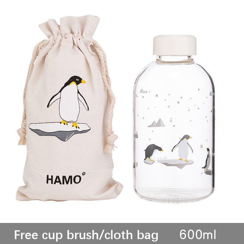 1000ml glazen waterflessen met filter, oceaan walvis zeehond met hoes, sportflessen, kampeerfles, tour drinkgerei borstel: Klein deksel 2