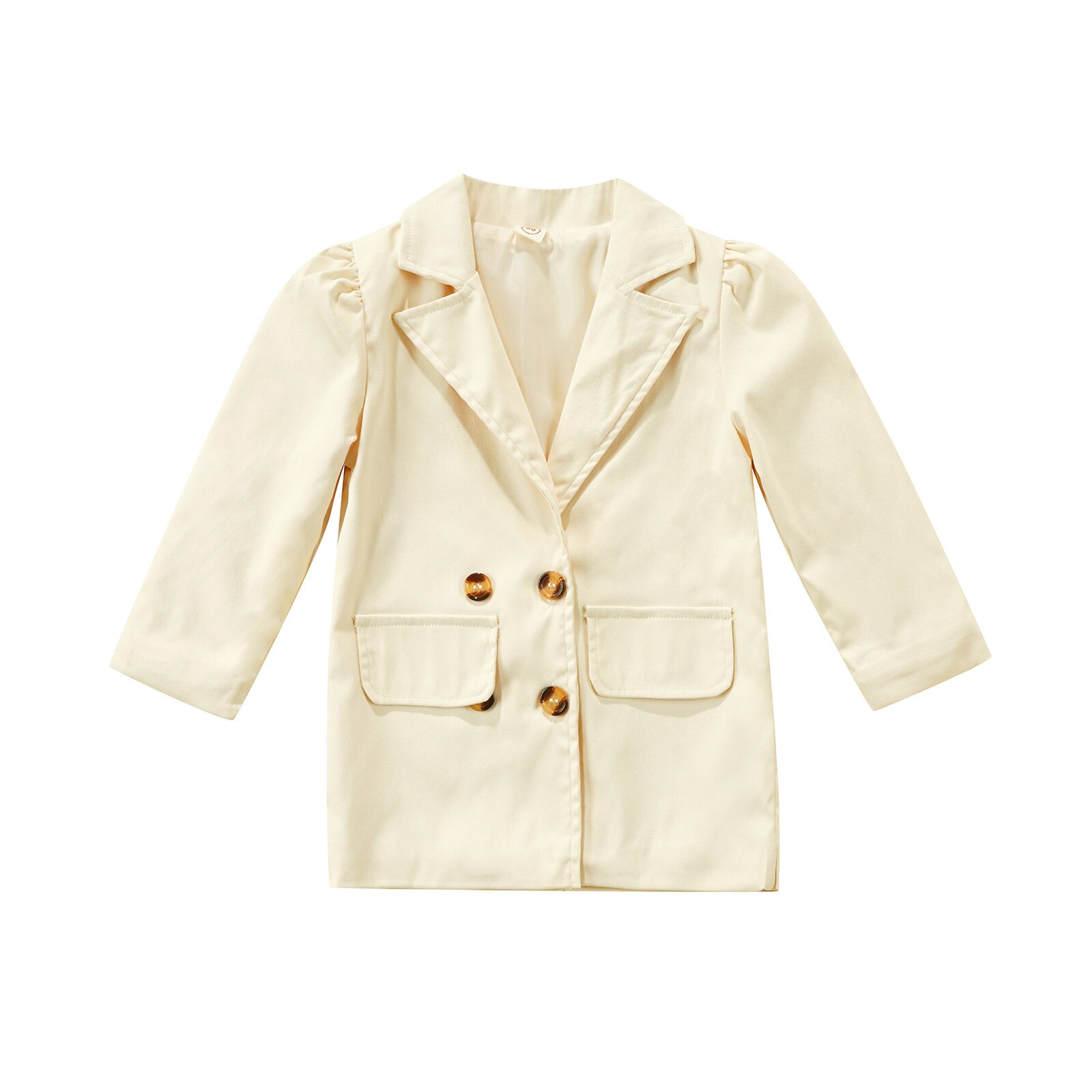 Veste 2 couleurs à manches longues pour fille de 1 à 6 ans, manteau de Blazer Double boutonnage à revers de couleur unie: B / 4T