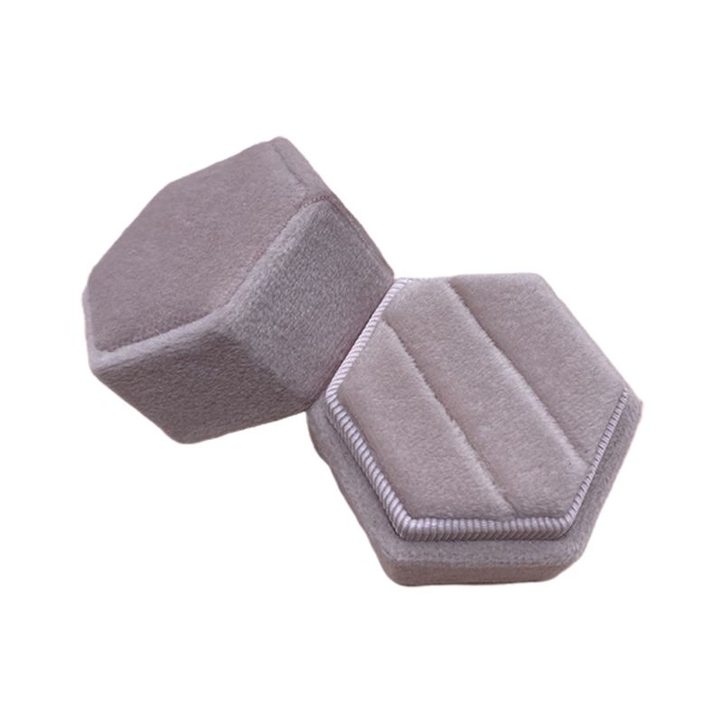 Hexagon Samt Ring Box Doppel Ring Display Halter mit Abnehmbaren Deckel Ring Box Halter für Hochzeit Zeremonie