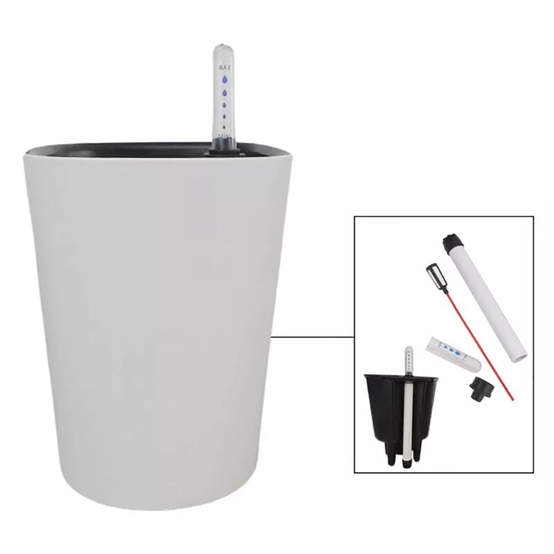 Self Watering Plant Flower Pot with Water Level Indicator Floor Desk Planter Balcony Office Planting Pot Gardening Supplies: Style White