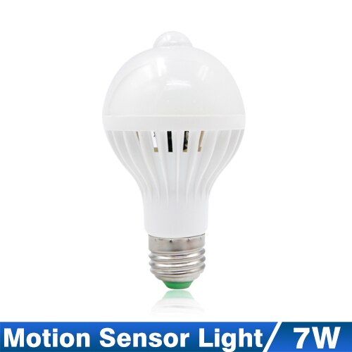 LED lamp PIR Infrarood Motion/Sound + Light Sensor Controle E27 3w 5w 7w 9w 12w automatische Smart Sensor Wit Lampada LED Lamp licht: PIR Motion Sensor 7W