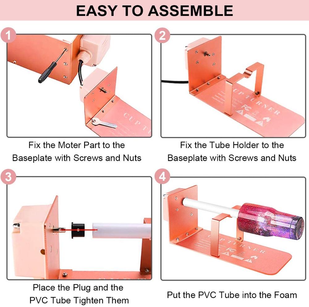 Cup Turner for Crafts Tumblers - Electric Cuptisserie Tumbler Spinner Machine with 2 Ways Rotation Silent Motor 2 Forms for DIY