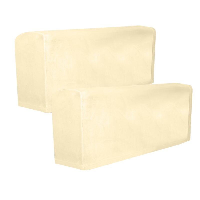2 stk universal sofa armlæn betræk til stue elastisk armlæn beskytter ensfarvet sofapudebetræk （ 45 x 16 x 20 cm）: Beige