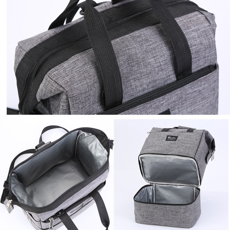 Mochila aislante para comida de bebé, bolsas térmicas calientes para botella de leche infantil de gran capacidad, Color sólido, a la , MBG0458