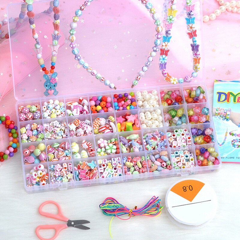 32 Grid Handmade Beaded DIY Children&#39;s Toys Loose Beads Crafts Making Bracelet Necklace Jewelry Set Toy