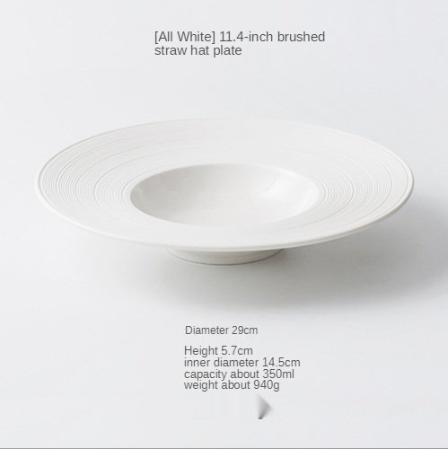 Sombrero de paja de cerámica nórdica, plato occidental, Hotel, restaurante, vajilla de cocina de 11,4 pulgadas, Pasta francesa, sopa, fideos, postre, plato profundo: A-11.4inches