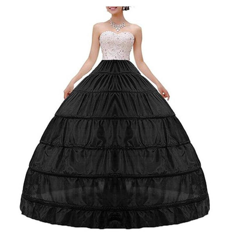 Neue 6 Reifen Petticoat für Ballkleid Hochzeit Kleid Krinoline Unterrock Hochzeit Zubehör: Schwarz