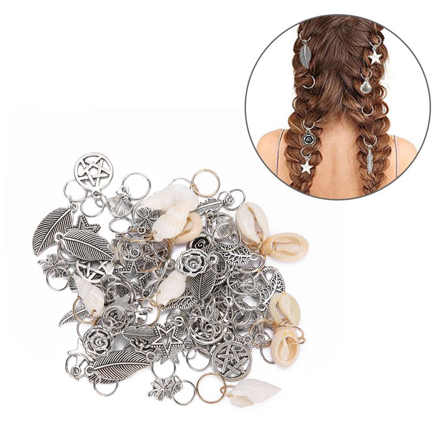 70 stk charms hår fletning dreadlock perler clips manchetter ringe smykker dreadlock tilbehør