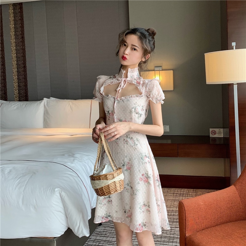 Vestido lolita, dulce, lindo, japonés, kawaii, para niñas, princesa, sirvienta, vintage, gótico, estampados, gasa, vestidos de verano para mujer