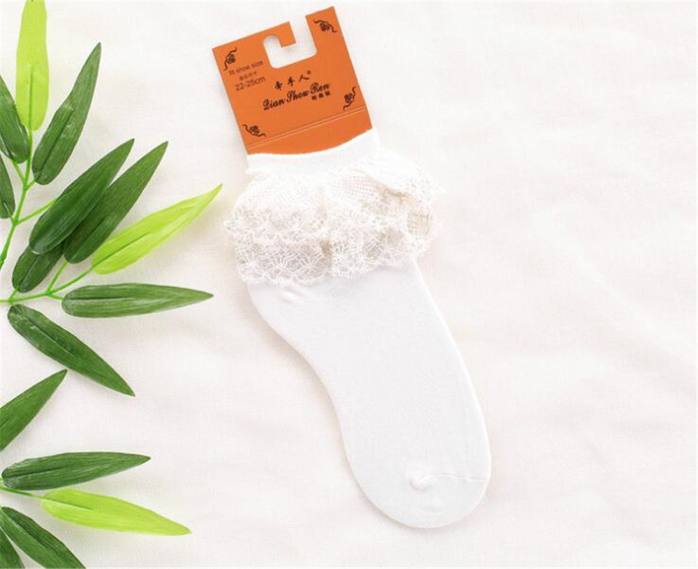 Lolita-Calcetines cortos de encaje japonés para mujer, calcetín, B435: white