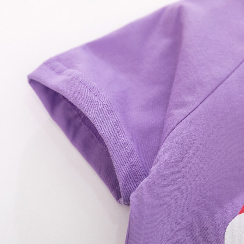 Little maven Kids t shirts Summer Rainbow Purple Colors Girls Tops Tees Shirts Children's Clothing Baby Cotton Garments