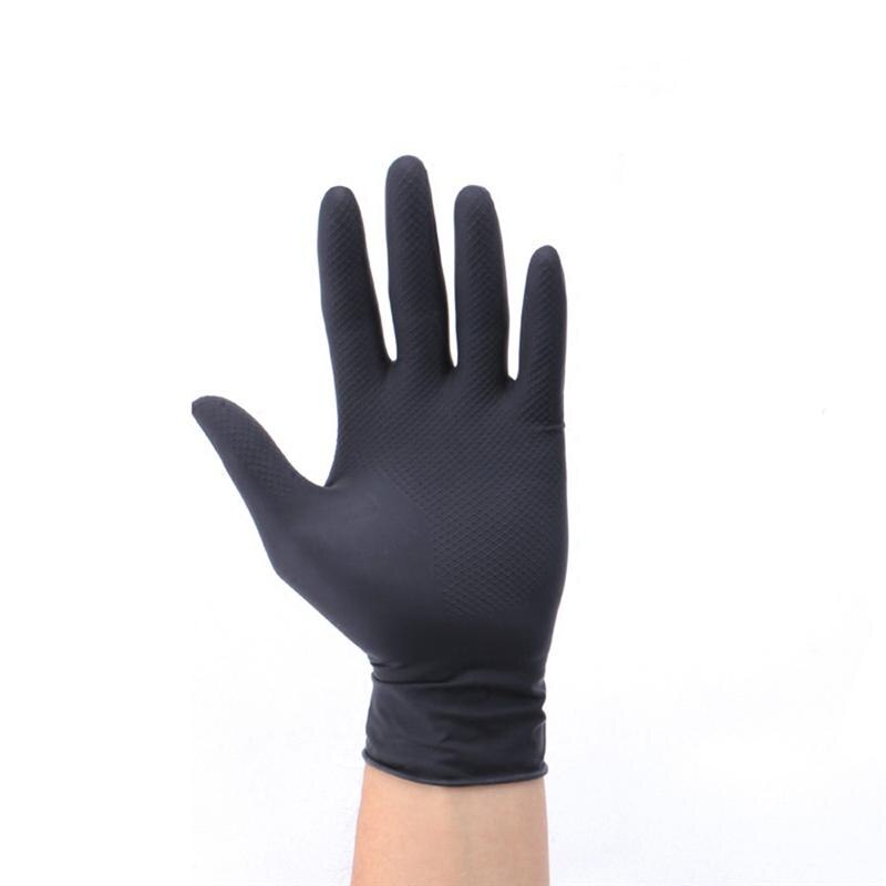 Luvas de látex reutilizáveis, luvas de segurança para salão de cabeleireiro, luva de látex reutilizável, cor de cabelo para salão de beleza, tamanho médio (preto), com 10 peças