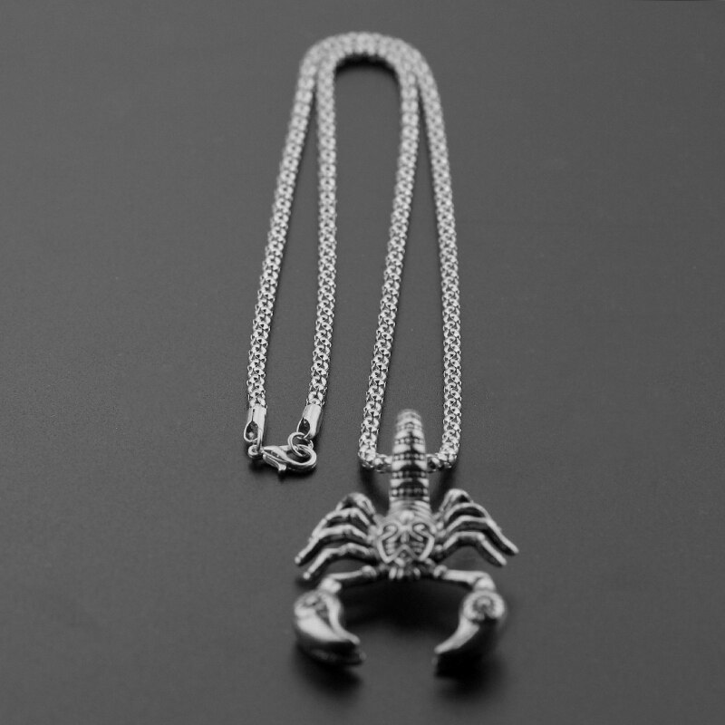 Männer Hip Hop Schmuck Scorpio Lange Kette Silber Farbe Scorpion Anhänger Halskette für Männer Frauen Punk Rock Weihnachten Schmuck