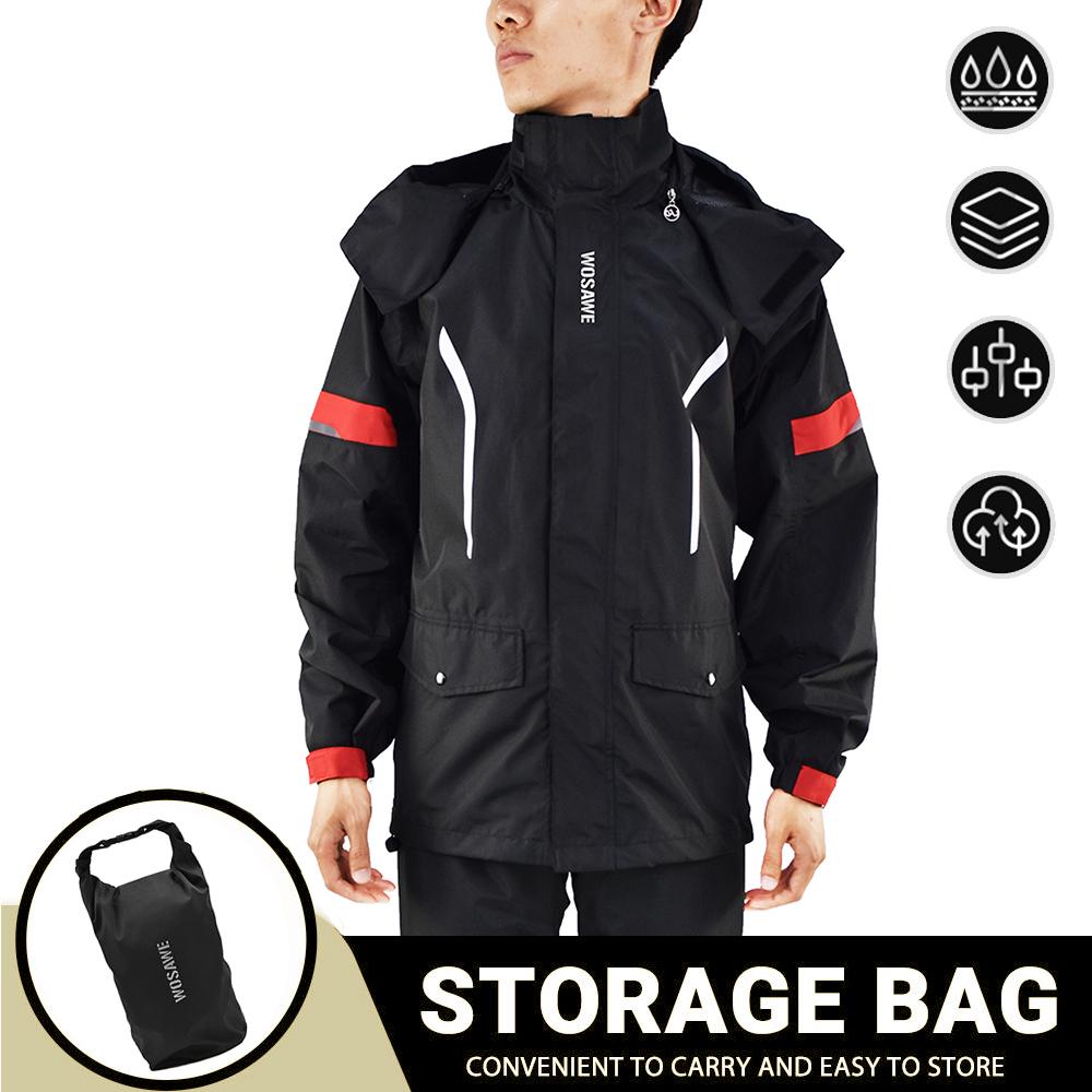 WOSAWE Motocicleta Impermeável Impermeável Masculina Impermeável Terno De Motocross Motocicleta Chuva Jacket Split Chuva Pano: M / Verde exército
