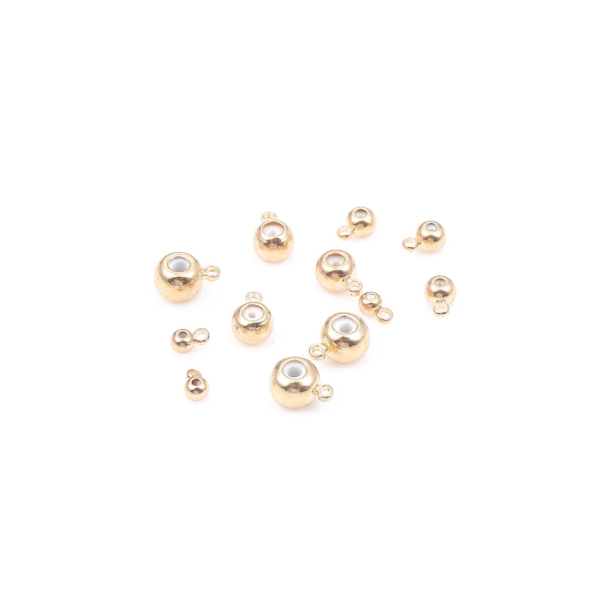 10pcs Round Gold-plated Copper Strap Hanging Glossy Round Bracelet Necklace Adjustment Bead Positioning Spacer Bead