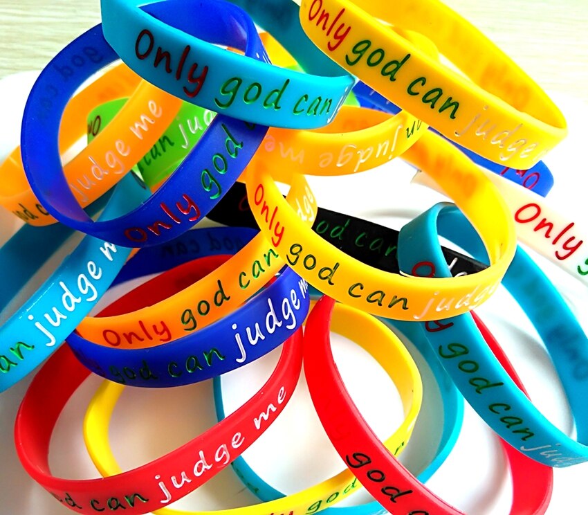 12pcs/lot ONLY GOD CAN JUDGE ME silicone bracelets Width 12mm Religious Jewelry