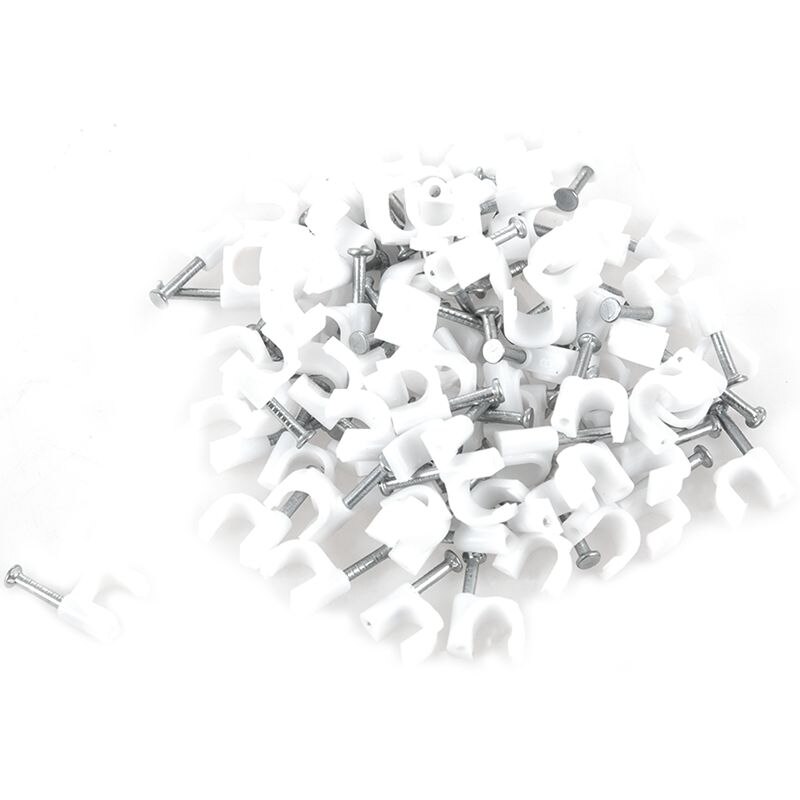 200 stk 6mm diameter el-kabel hvid plast cirkel negleclips