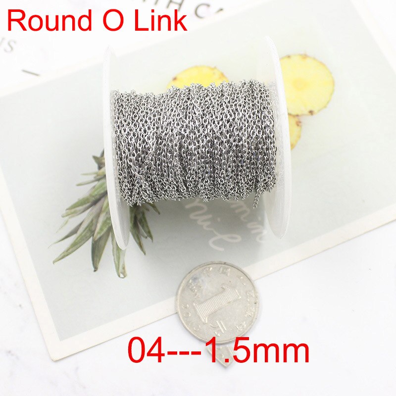 10 Yard/roll 1.0/1.5/2.0/2.5/3 millimetri In Acciaio Inox Piatto di Collegamento Catene Croce oro all'ingrosso Catena In Acciaio di Colore per DIYJewelry Fare Mestieri: round link 1.5mm