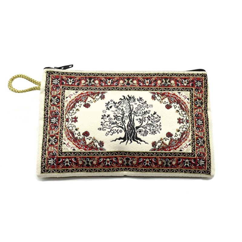 Bdm-Turkse Portemonnee Met Rits En Boom Van Het Leven, Portemonnee 15,6X10 Cm
