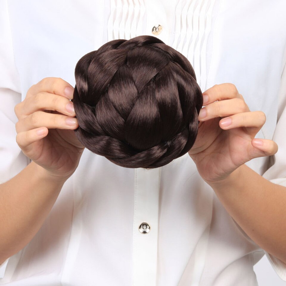 Allaosify, moño trenzado de pelo de punto de tamaño pequeño, moño de pelo sintético, Donut, postizos de rodillo, accesorios para el cabello Haar: 2M33