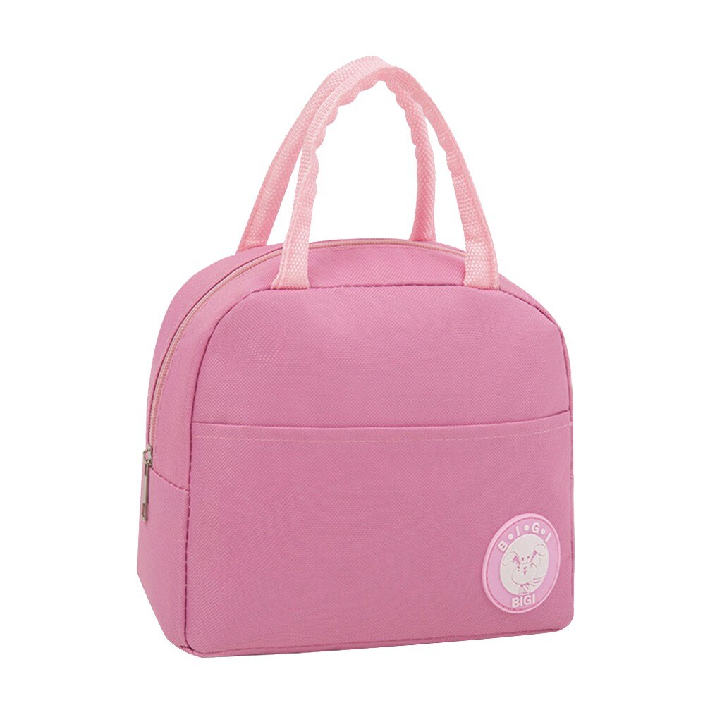 Waterproof Nylon Portable Lunch Bags For Women Student Lunch Box Bag Thermo Bag Office School Picnic Cooler Bag Launcher Sac: Pink