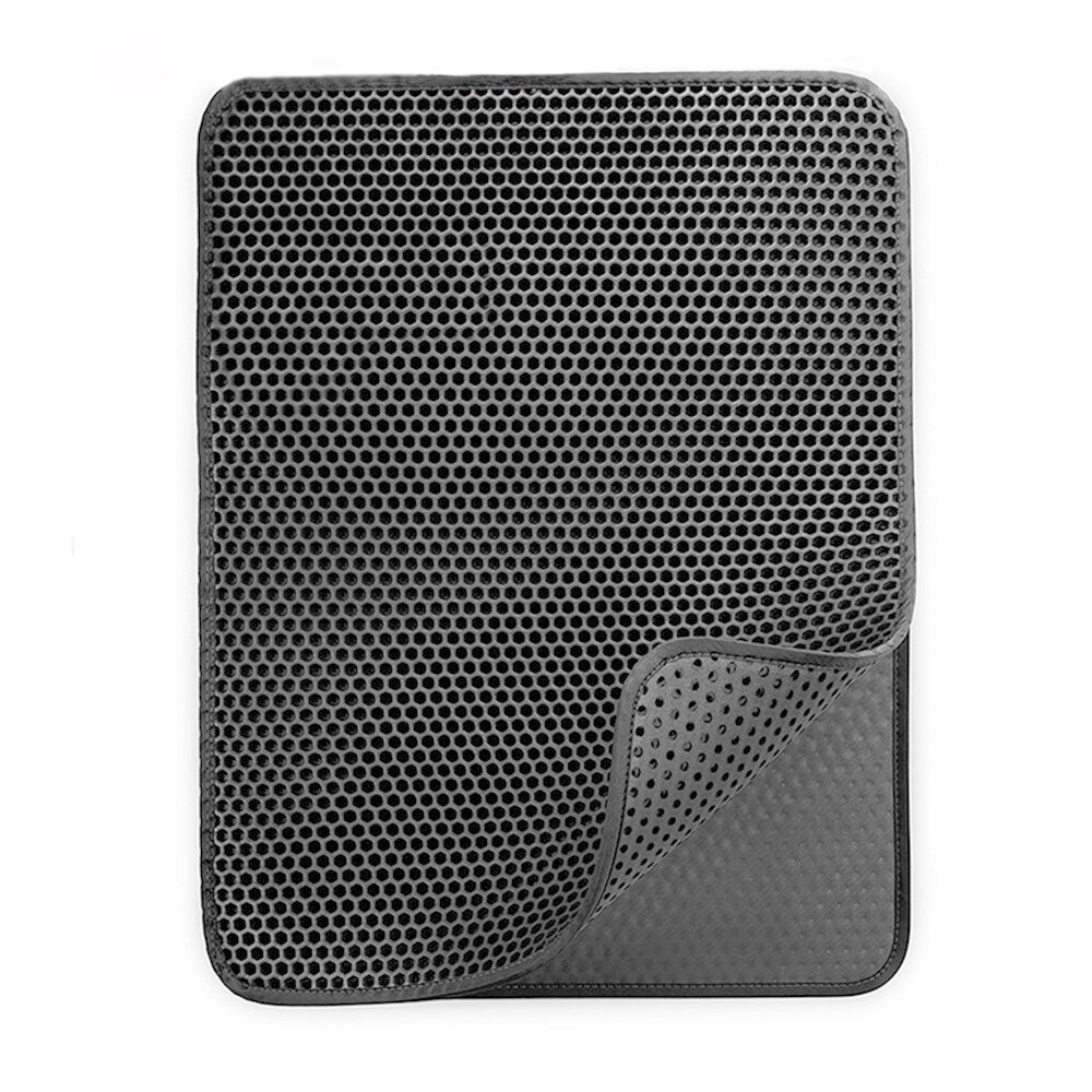 Pet Cat Litter Mat Double Layer Litter Cattery Pads Trapping Litter Box Kennel Mat Pet Product Bed Cats House Clean Mat: gray / L