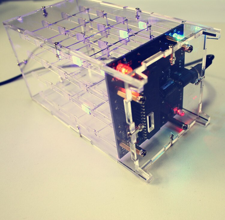 Kit de cubo de luz de colores 4x4x4, MCU 3d4, producción de bricolaje electrónico, luz led antiniebla azul, piezas de repuesto hechas a mano con carcasa acrílica