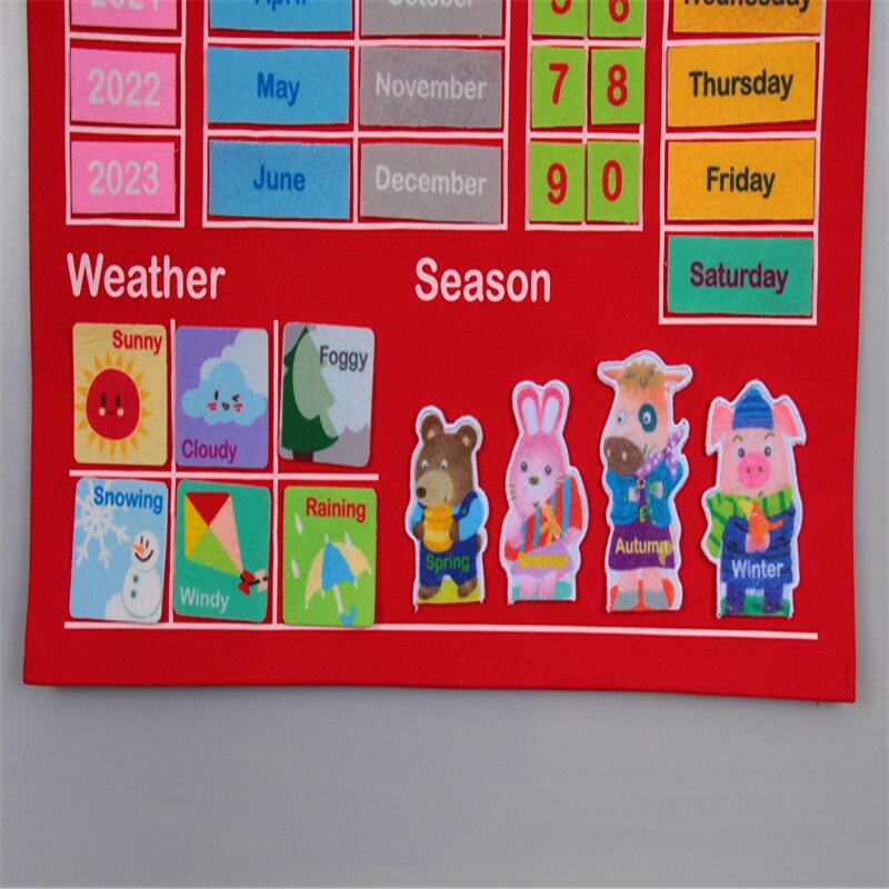 Kindergarten Infant Teaching Aid Educational Toy Learning English Letter Weather Date Season Calendar Teaching Tool