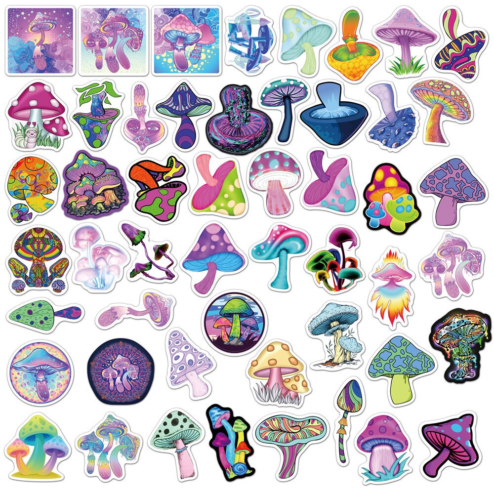10/30/50pcs Pack Mushroom Stickers Aesthetic Cute Vintage Scrapbooking Diary Bullet Journal Stationery Sticker Laptop Notebook