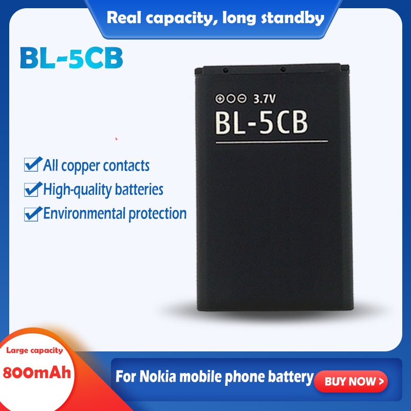 BL-5CB BL5CB au Lithium batterie de téléphone pour Nokia 3108 2135 6086 6108 6230 6820 7610 N72 N91 100 101 103 105 109 111 113 1000 1282