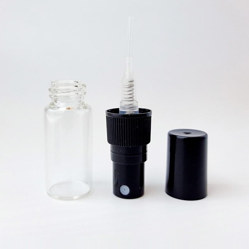 5pcs 2ML 3ML 5ML 10ML Clear Black Glass Spray Bottle Black Perfume Atomizer Cosmetics Sample Test Tube Bottle Thin Glass Vials